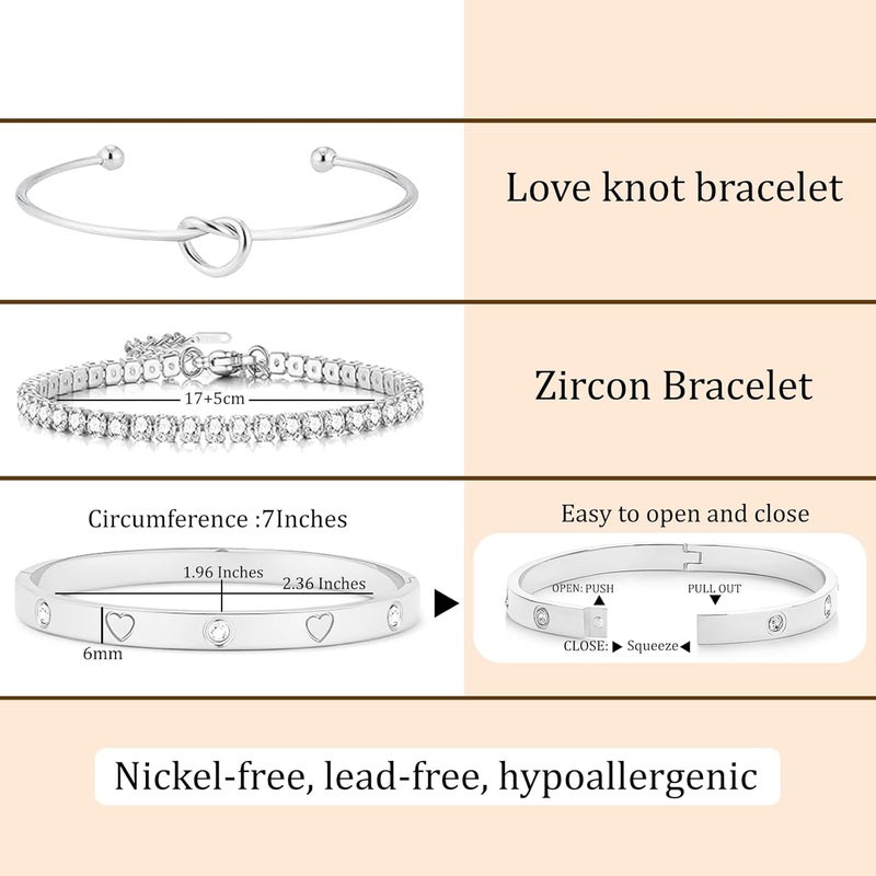 FAFUGA 18 K Gold Plated Love Bangle Bracelet Stack Cuff Jewelry for Women Jewelry Set for Women Gift with Box - Image 4